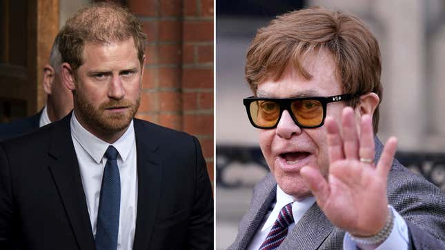 Image for article titled Prince Harry, Elton John Appear in Court for Tabloid Phone-Hacking Case