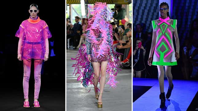 Models walk the Anrealage, Germanier, and Pierre Cardin runways at Paris Fashion Week. 